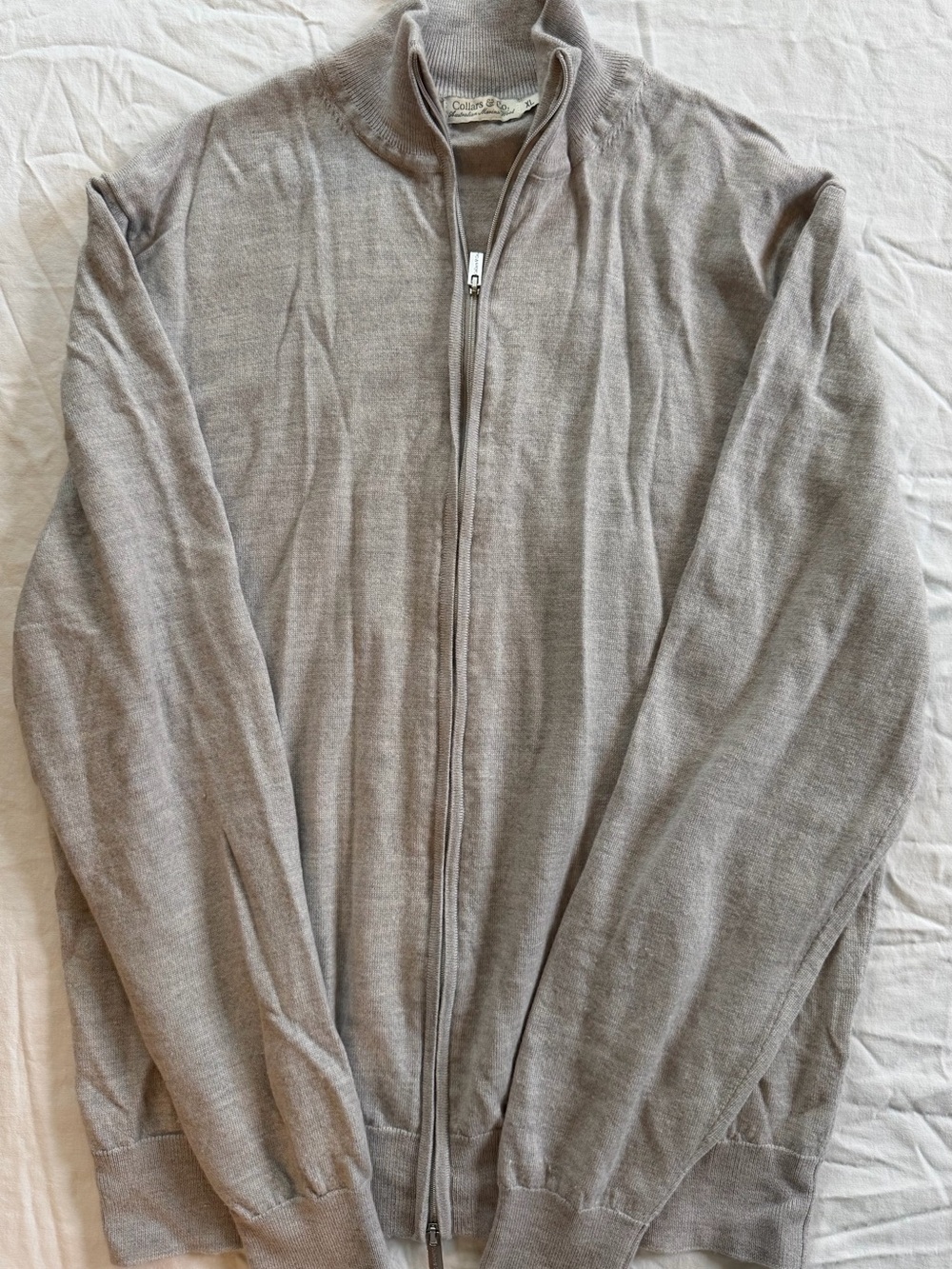 Collars & Co. Men's Full-Zip Sweater Jacket - Light Gray